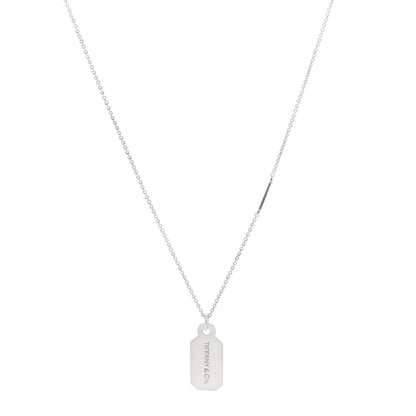 Tiffany Sterling Silver Diamond Price Tag Pendant Necklace 1 of 6