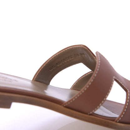 Hermes Box Calfskin Oran Sandals 35 Gold 8 of 9