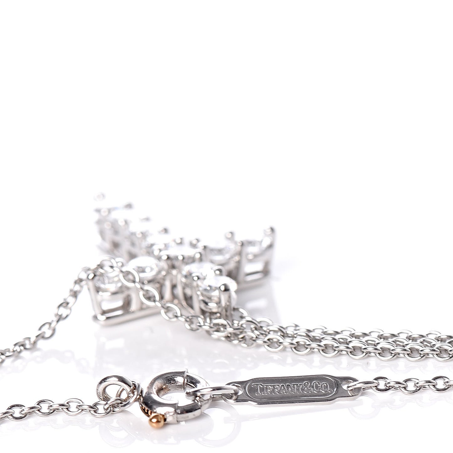 Platinum Diamond Small Cross Pendant Necklace