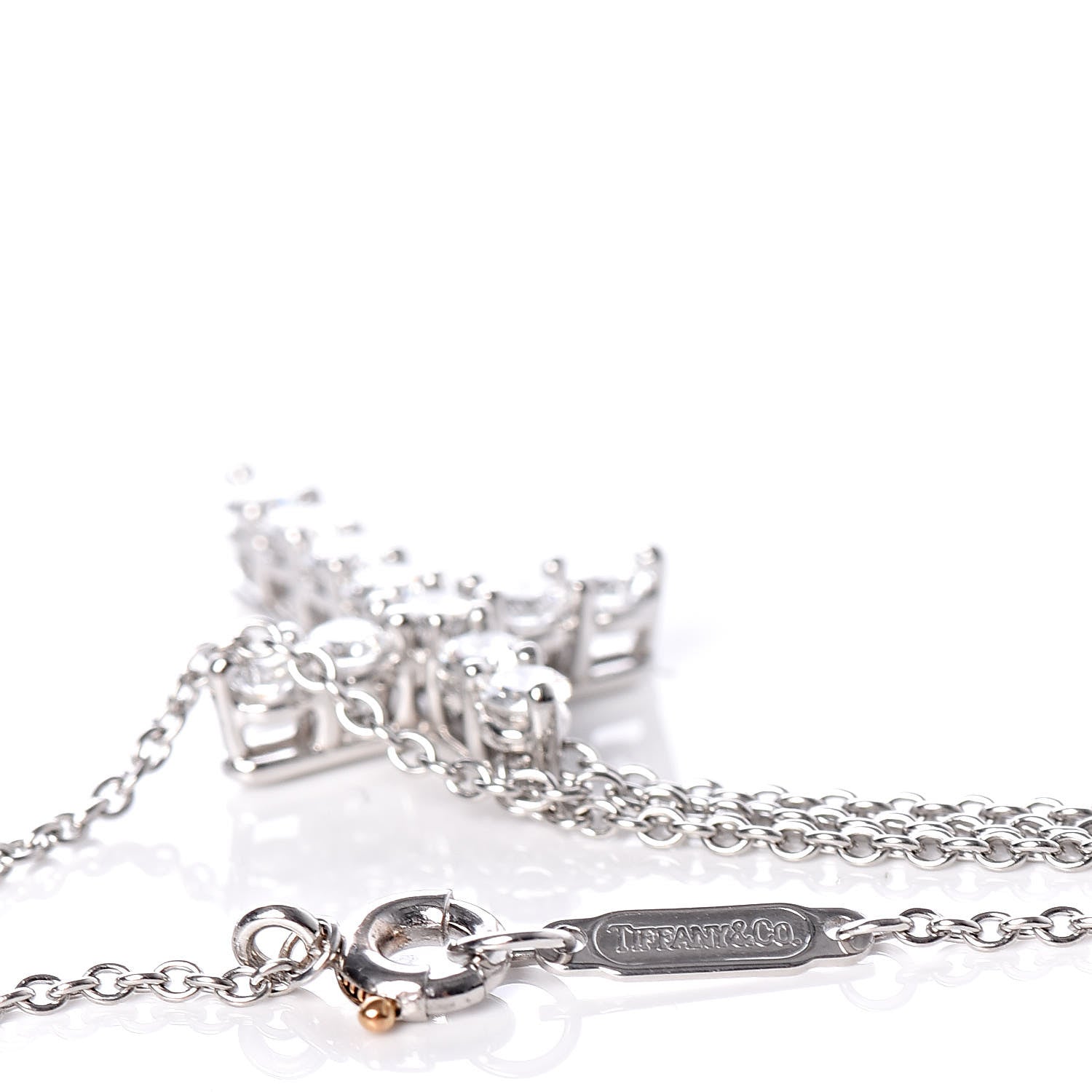 Tiffany Platinum Diamond Small Cross Pendant Necklace 6 of 6
