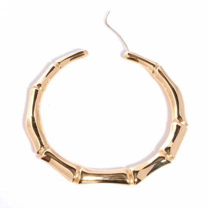 Gucci 18K Yellow Gold Bamboo Hoop Earrings 4 of 5