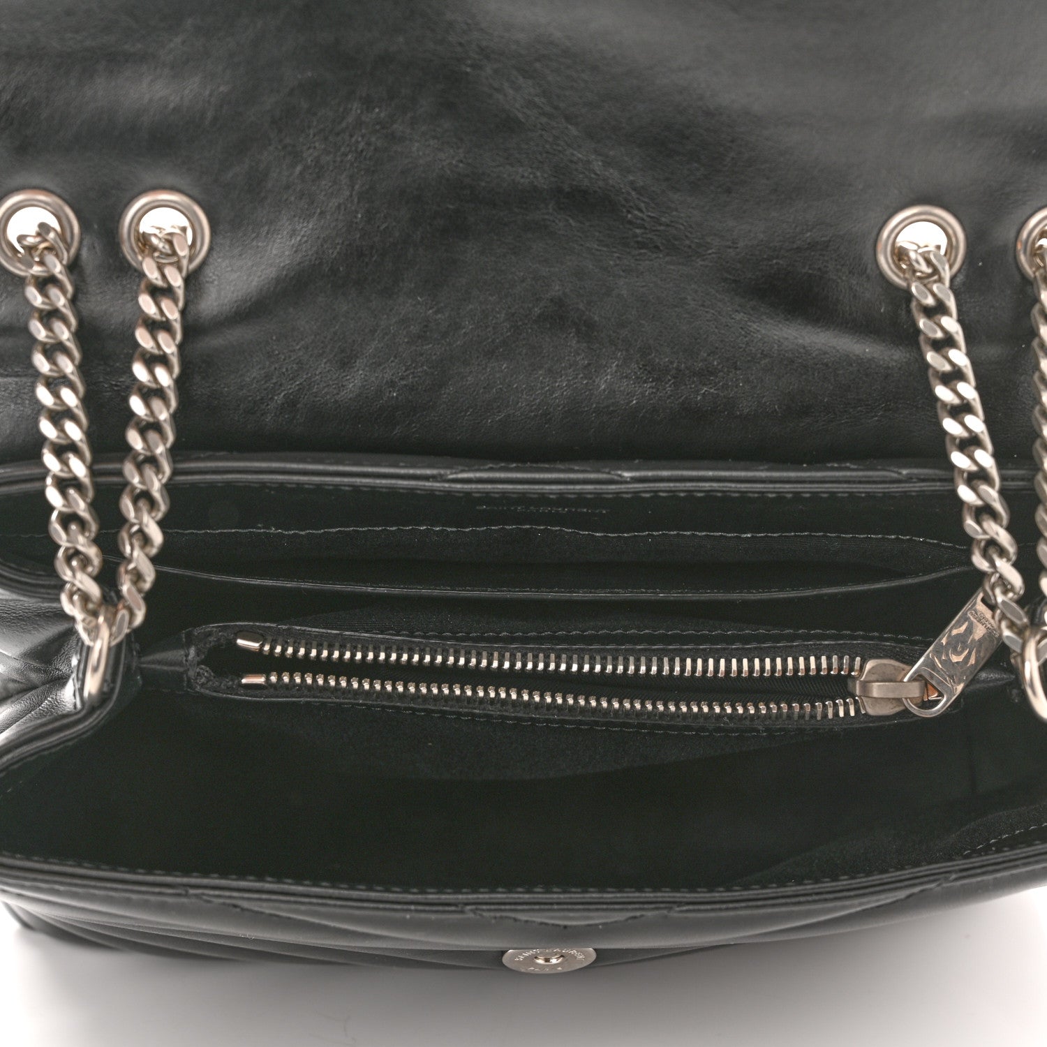 Saint Laurent Calfskin Y Quilted Monogram Small Loulou Chain Satchel Black 5 of 10