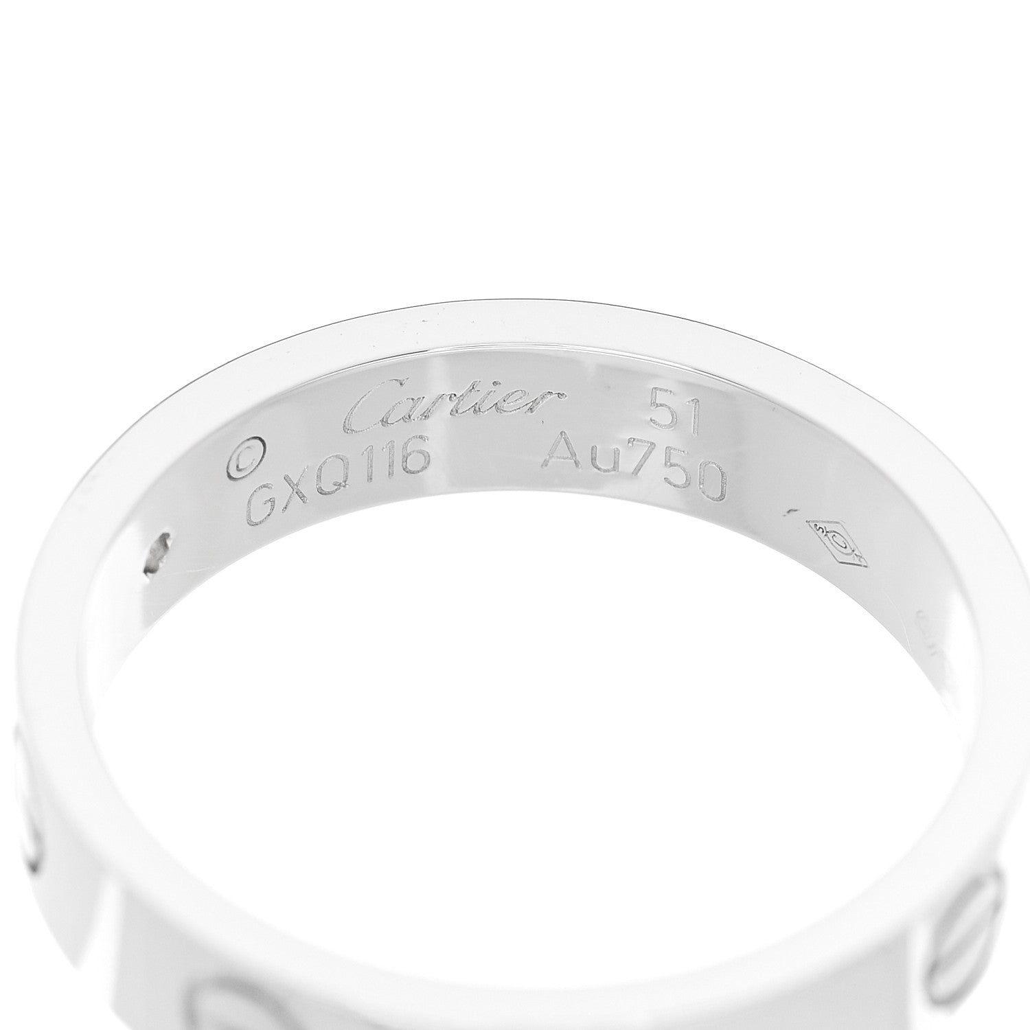 Cartier 18K White Gold Diamond 4mm LOVE Wedding Band Ring 51 5.75 4 of 4