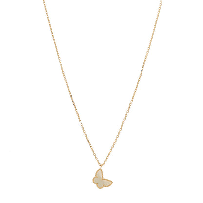 Van Cleef & Arpels 18K Yellow Gold Mother of Pearl Sweet Alhambra Butterfly Pendant Necklace 1 of 6