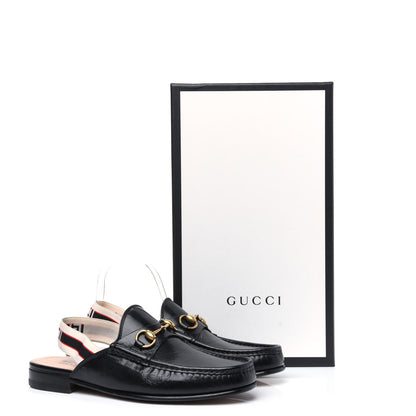 Gucci Goatskin Stripe Mens Horsebit Slingback Slippers 8.5 Black 17 of 17
