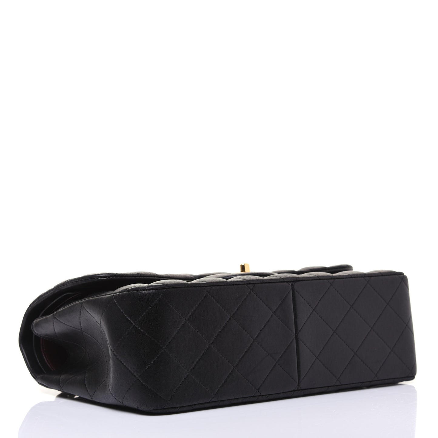 Lambskin Quilted Jumbo Double Flap Black