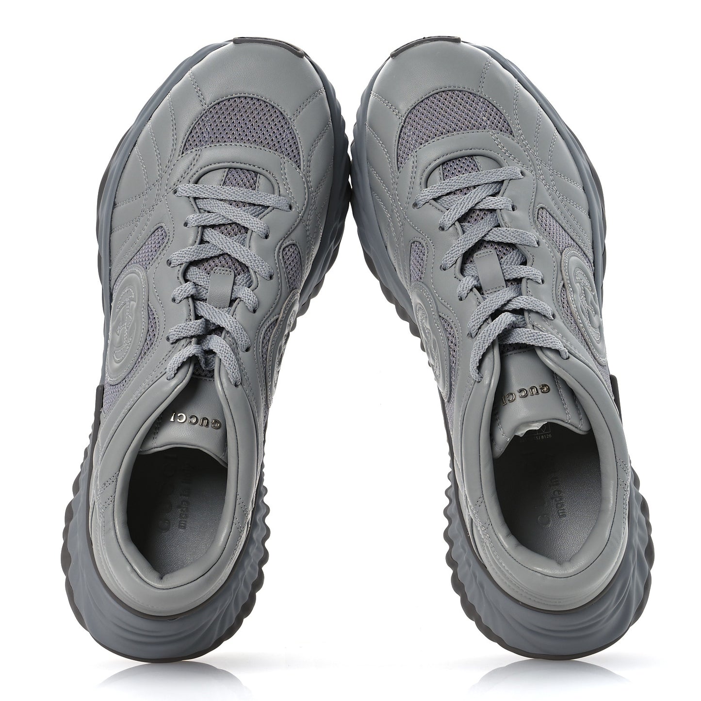 New Nappa Sombre Interlocking G Ripple Mens Platform Sneakers 11.5 Grey Sky