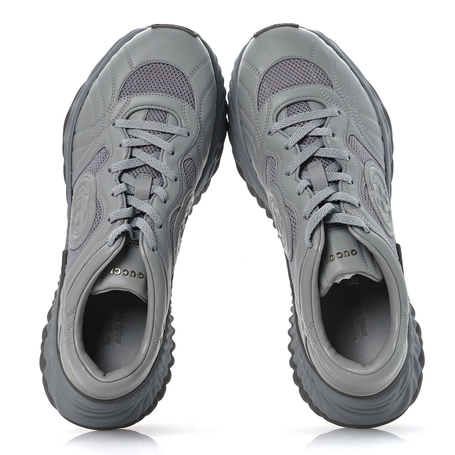 Gucci New Nappa Sombre Interlocking G Ripple Mens Platform Sneakers 11.5 Grey Sky 2 of 11