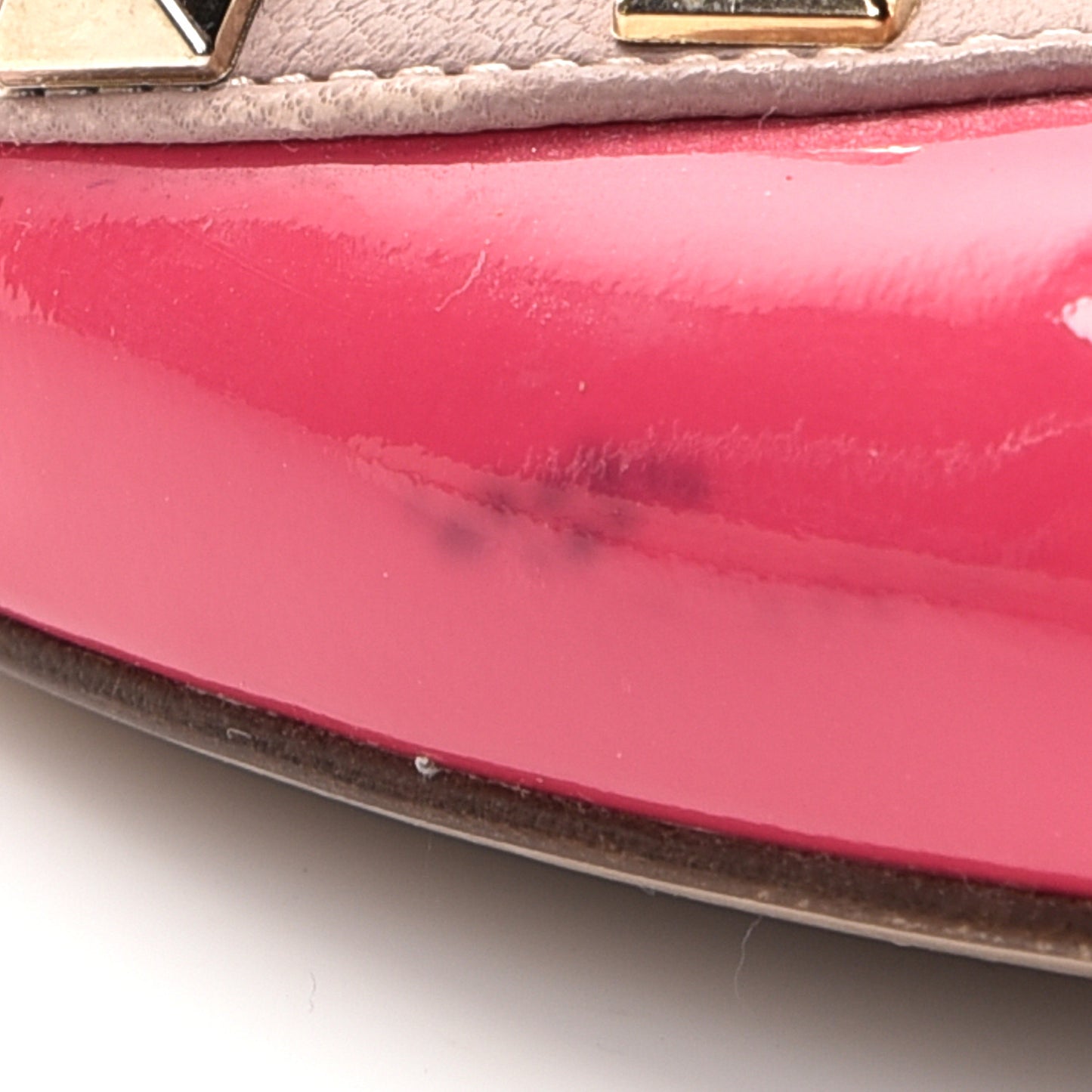 Patent Nappa Rockstud Ballerina Flats 37 Framboise Poudre