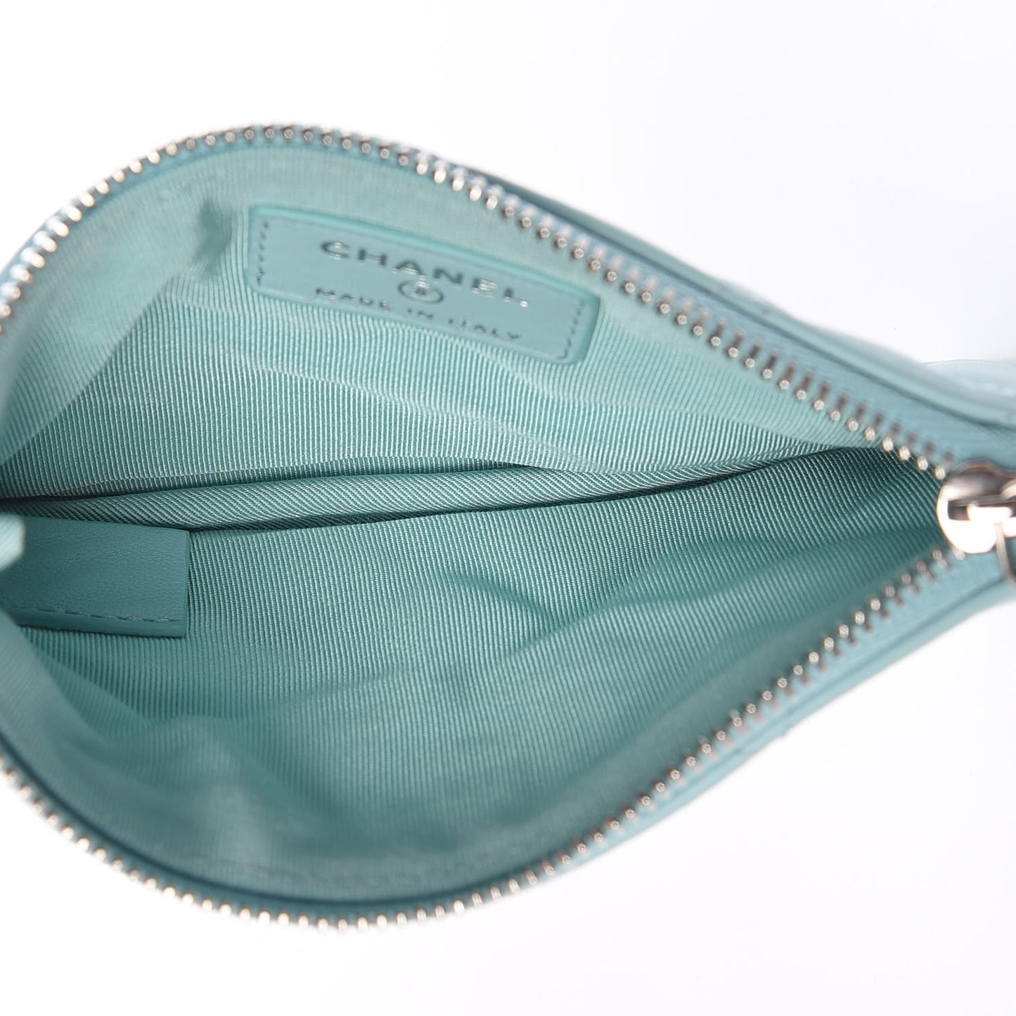 Lambskin Quilted Small Cosmetic Case Light Blue