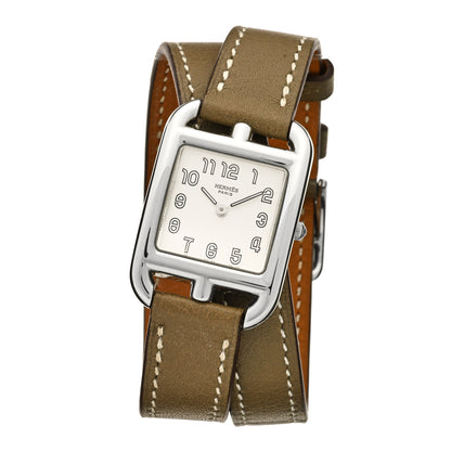 Hermes Stainless Steel Swift 23mm Cape Cod Double Tour Quartz Watch Etoupe 1 of 5