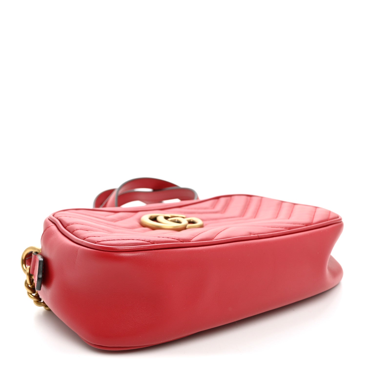 Gucci Calfskin Matelasse Small GG Marmont Chain Shoulder Bag Hibiscus Red 4 of 10