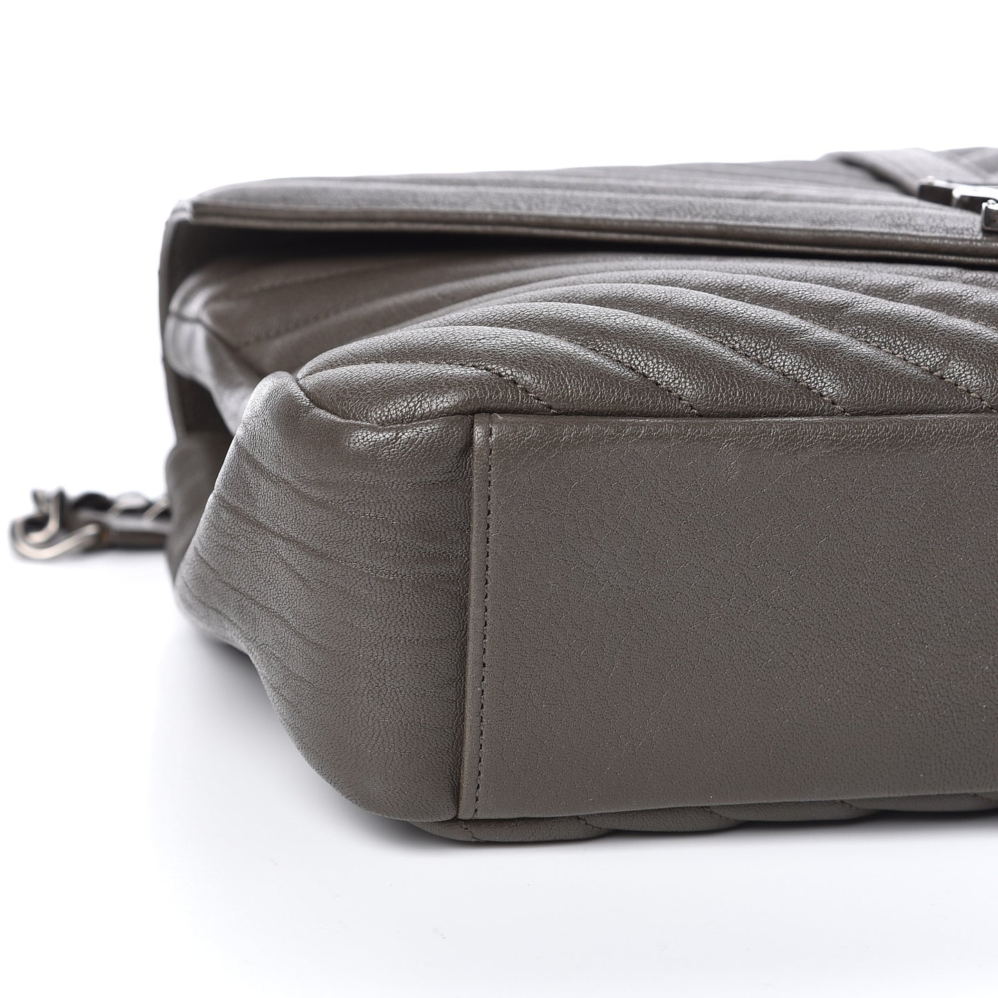 Sheepskin Matelasse Chevron Monogram Large College Satchel Dark Anthracite
