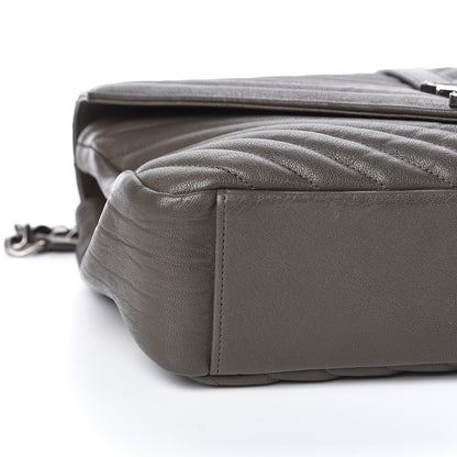 Saint Laurent Sheepskin Matelasse Chevron Monogram Large College Satchel Dark Anthracite 8 of 10