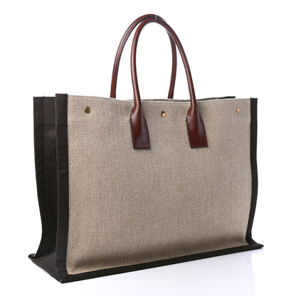 Saint Laurent Linen Calfskin Rive Gauche Tote Natural 2 of 4