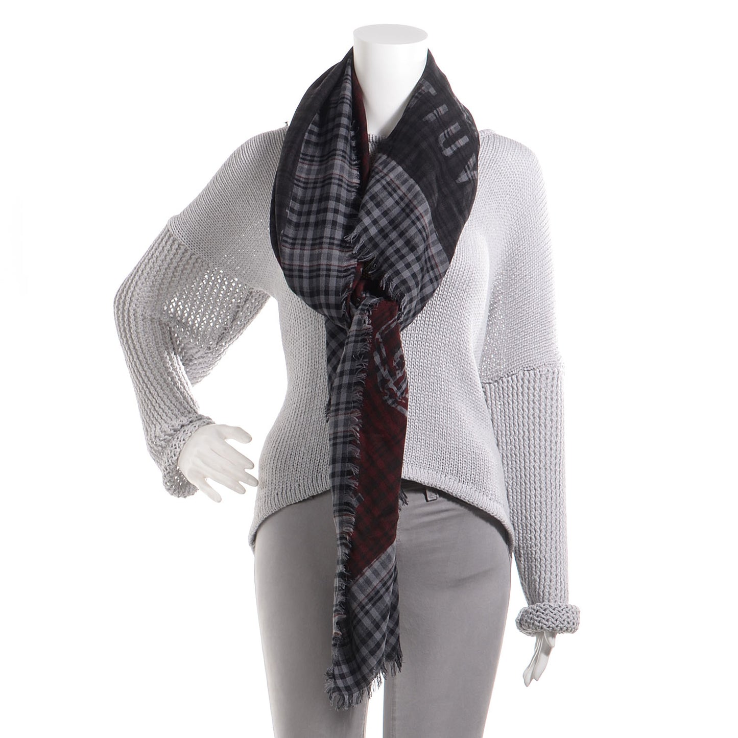 Mens Fleece Wool Silk Trunks Shawl Gris Rouge