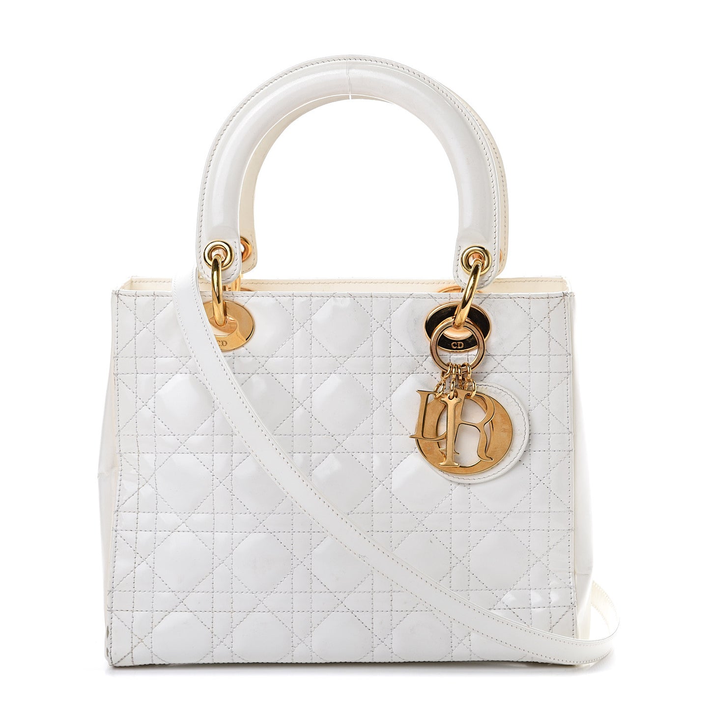 Patent Cannage Medium Lady Dior White