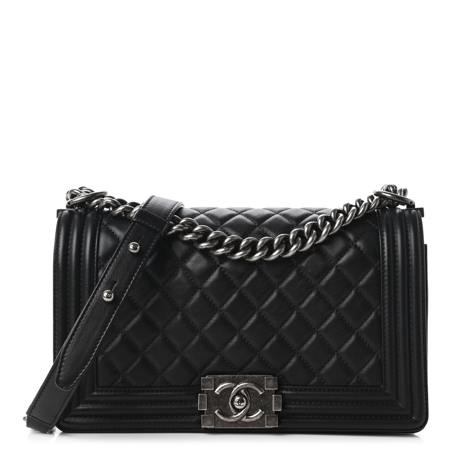 Calfskin Quilted Medium Boy Flap Black