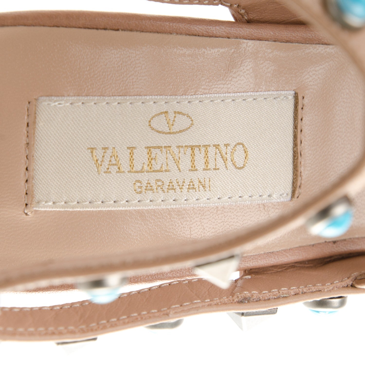 Valentino Garavani Pebbled Calfskin Rockstud Rolling Ankle Strap 100mm Pumps 36 Soft Noisette 6 of 7