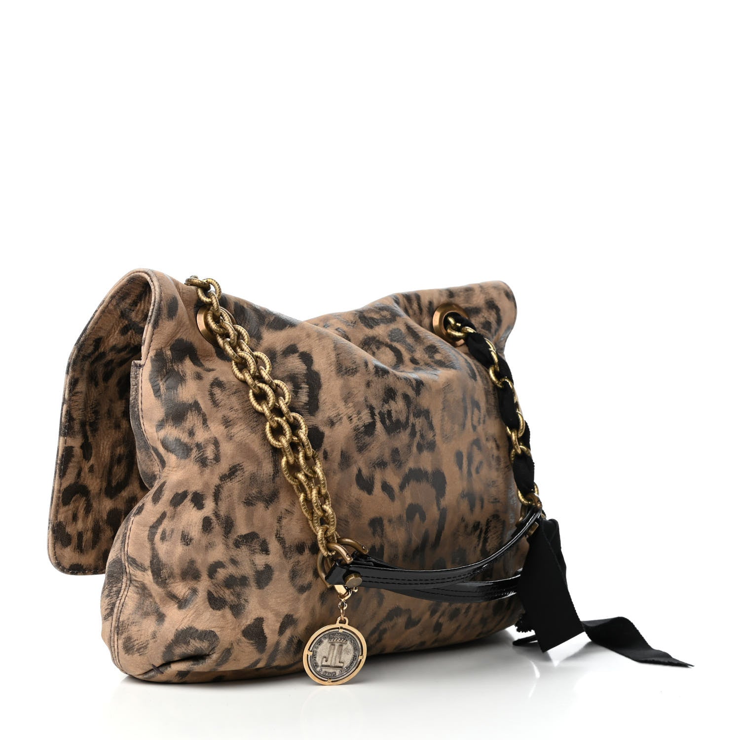 Lanvin Nubuck Leopard Print Large Happy Shoulder Bag 3 of 9