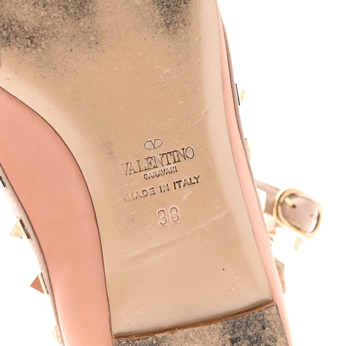 Calfskin Nappa Rockstud Cage Ballerina Flats 38 Grey Pink Poudre