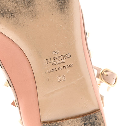 Valentino Garavani Calfskin Nappa Rockstud Cage Ballerina Flats 38 Grey Pink Poudre 8 of 15