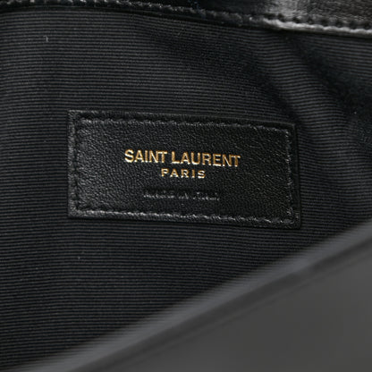 Saint Laurent Smooth Shiny Calfskin Monogram Uptown Pouch Black 6 of 6