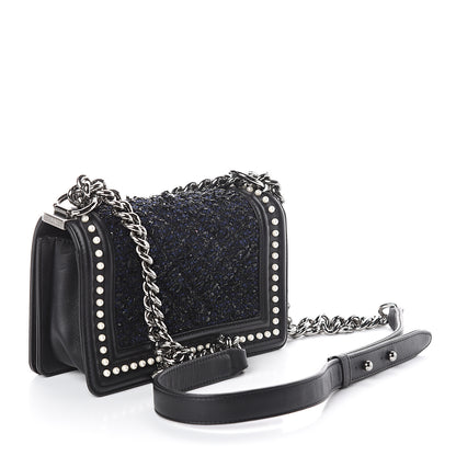 Chanel Calfskin Pearl Tweed Small Boy Flap Black 2 of 8