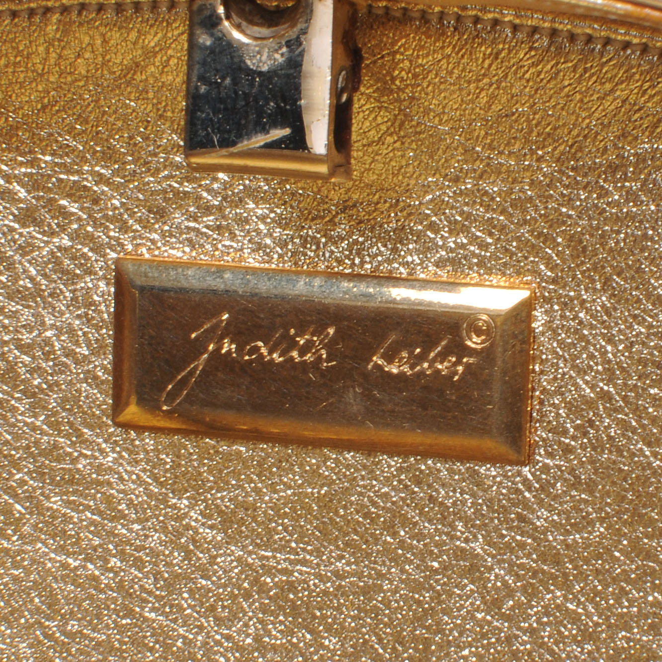 Judith Leiber Crystal Herringbone Clutch Gold 6 of 8