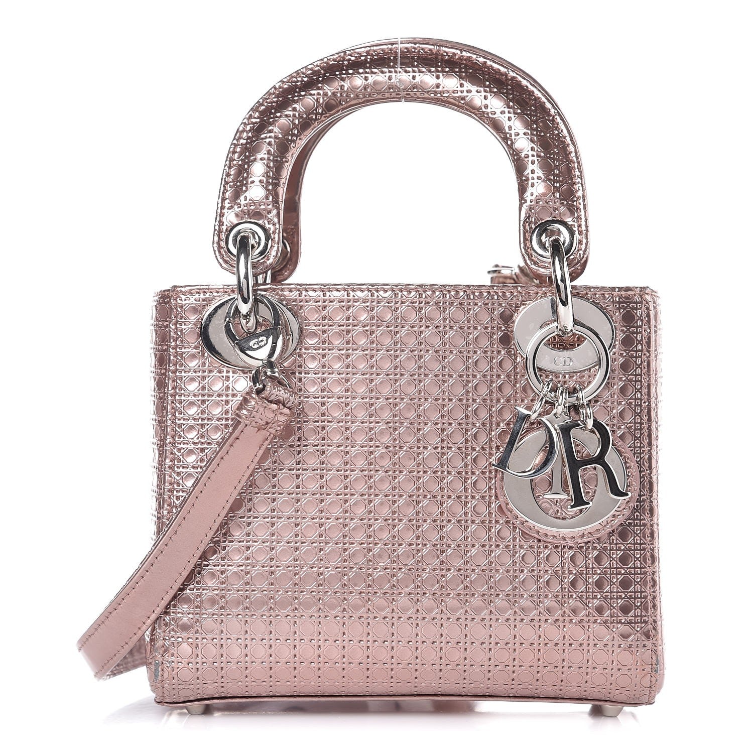 Christian Dior Metallic Patent Micro-Cannage Mini Lady Dior Hyper Pink 1 of 7