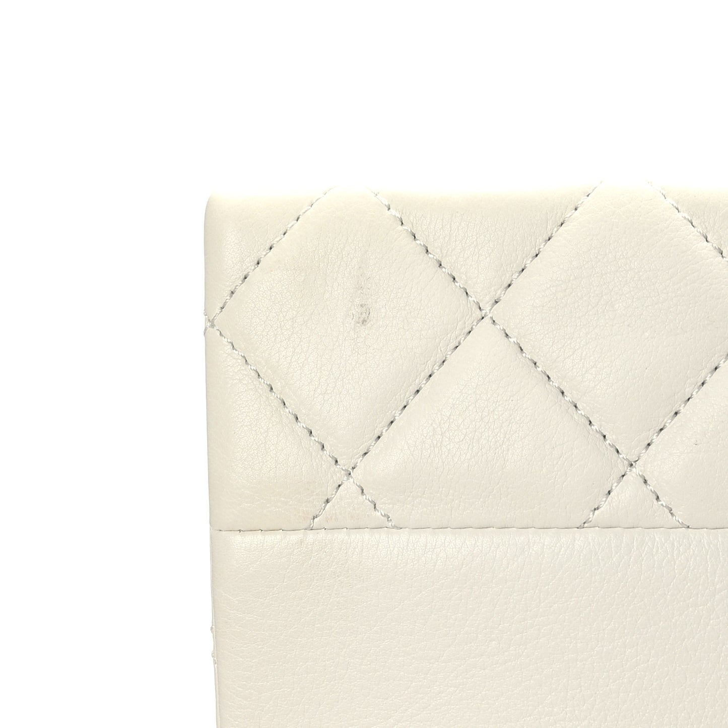 Calfskin Quilted Accordion Pearl CC Flap Bag White