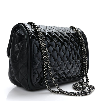 Chanel Patent Quilted Jumbo Classic Twist Flap Bag Black 3 of 9