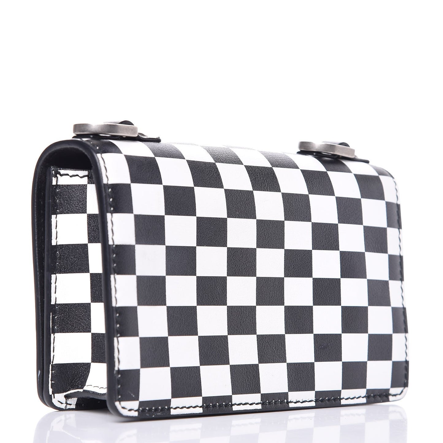 Calfskin Checkered J'Adior Chain Flap Bag White Black