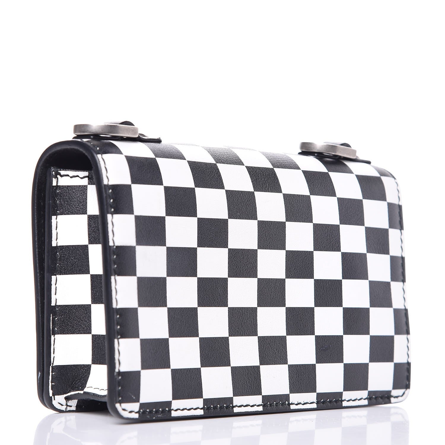 Christian Dior Calfskin Checkered J'Adior Chain Flap Bag White Black 3 of 6