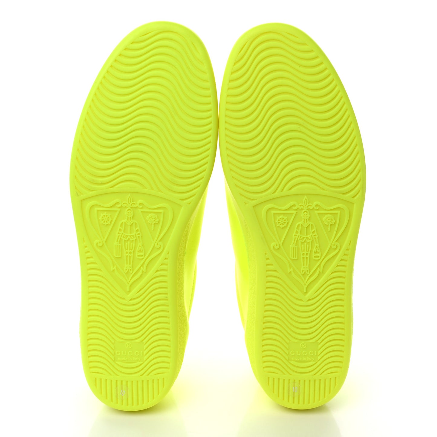 Capri Fluo Calfskin Interlocking G Perforated Mens Ace Sneakers 10 Yellow Fluo