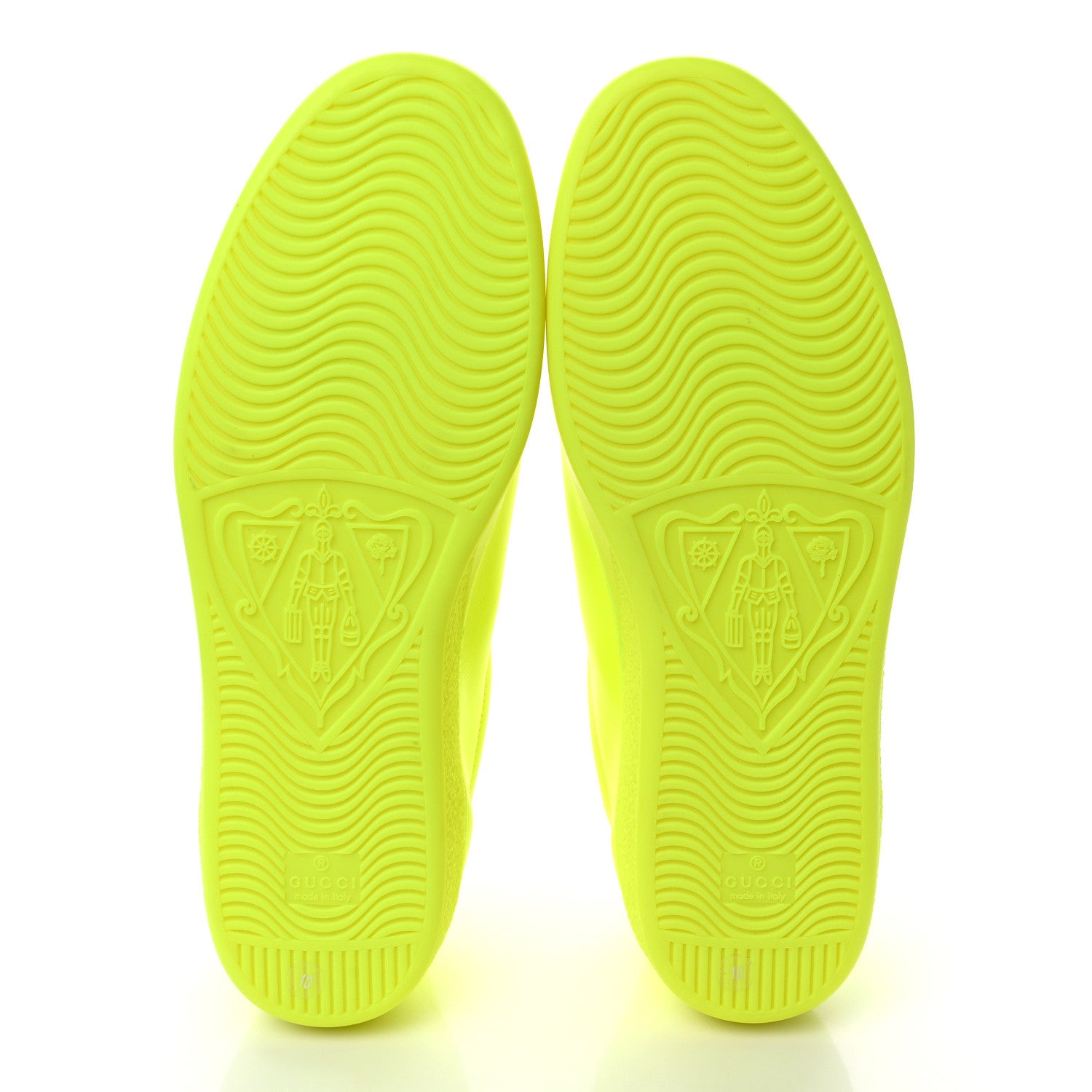 Gucci Capri Fluo Calfskin Interlocking G Perforated Mens Ace Sneakers 10 Yellow Fluo 6 of 9