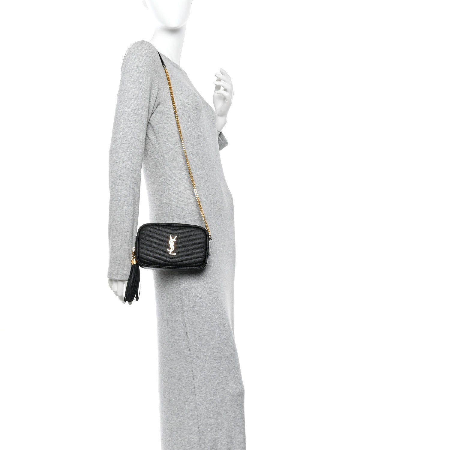 Saint Laurent Grain De Poudre Matelasse Monogram Mini Lou Camera Bag Black 2 of 10