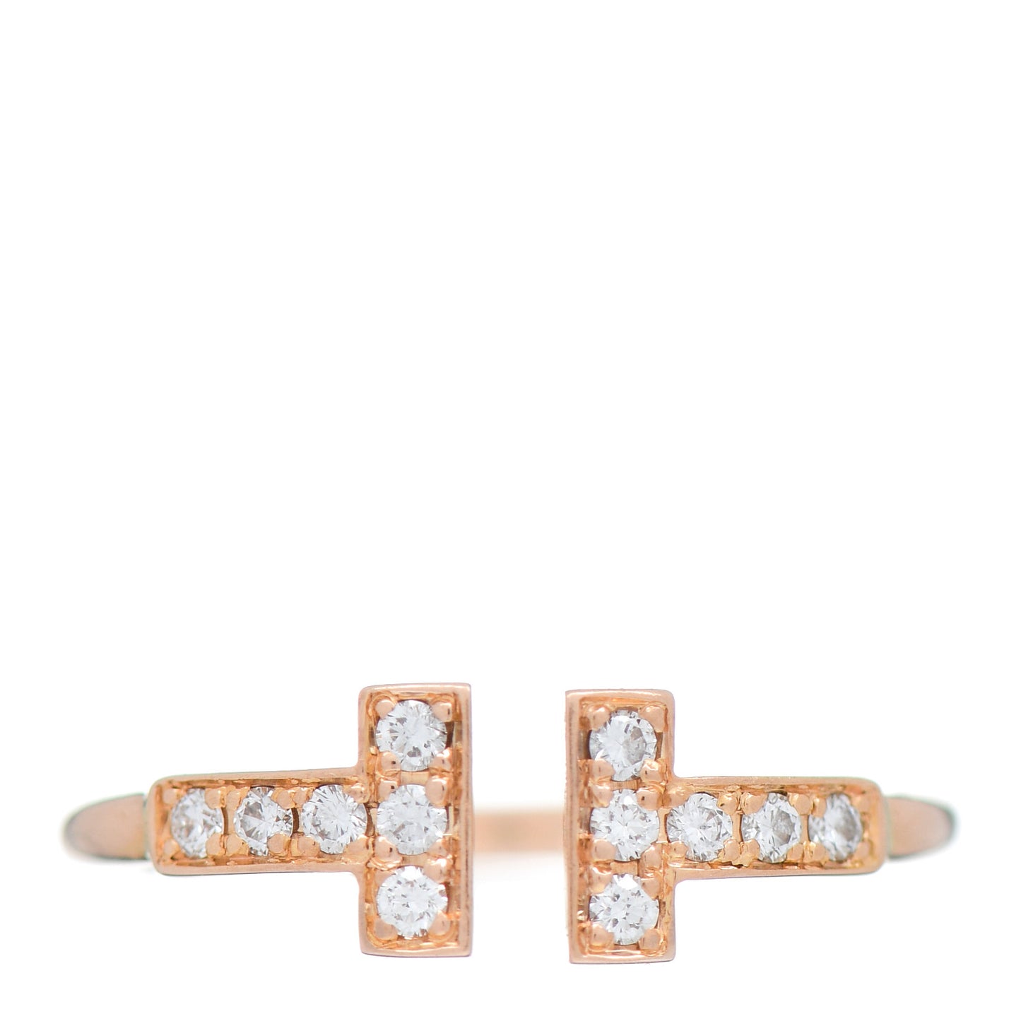 18K Rose Gold Diamond T Wire Ring 50 5.5