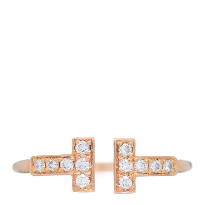 Tiffany 18K Rose Gold Diamond T Wire Ring 50 5.5 1 of 5