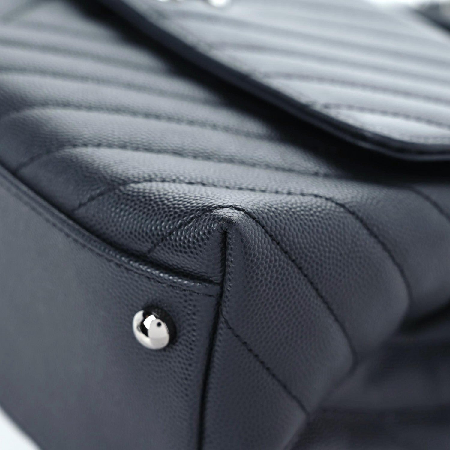 Chanel Caviar Chevron Quilted Small Coco Handle Flap Dark Grey 9 of 9