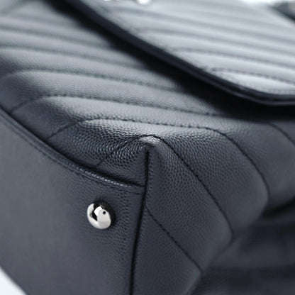 Chanel Caviar Chevron Quilted Small Coco Handle Flap Dark Grey 9 of 9