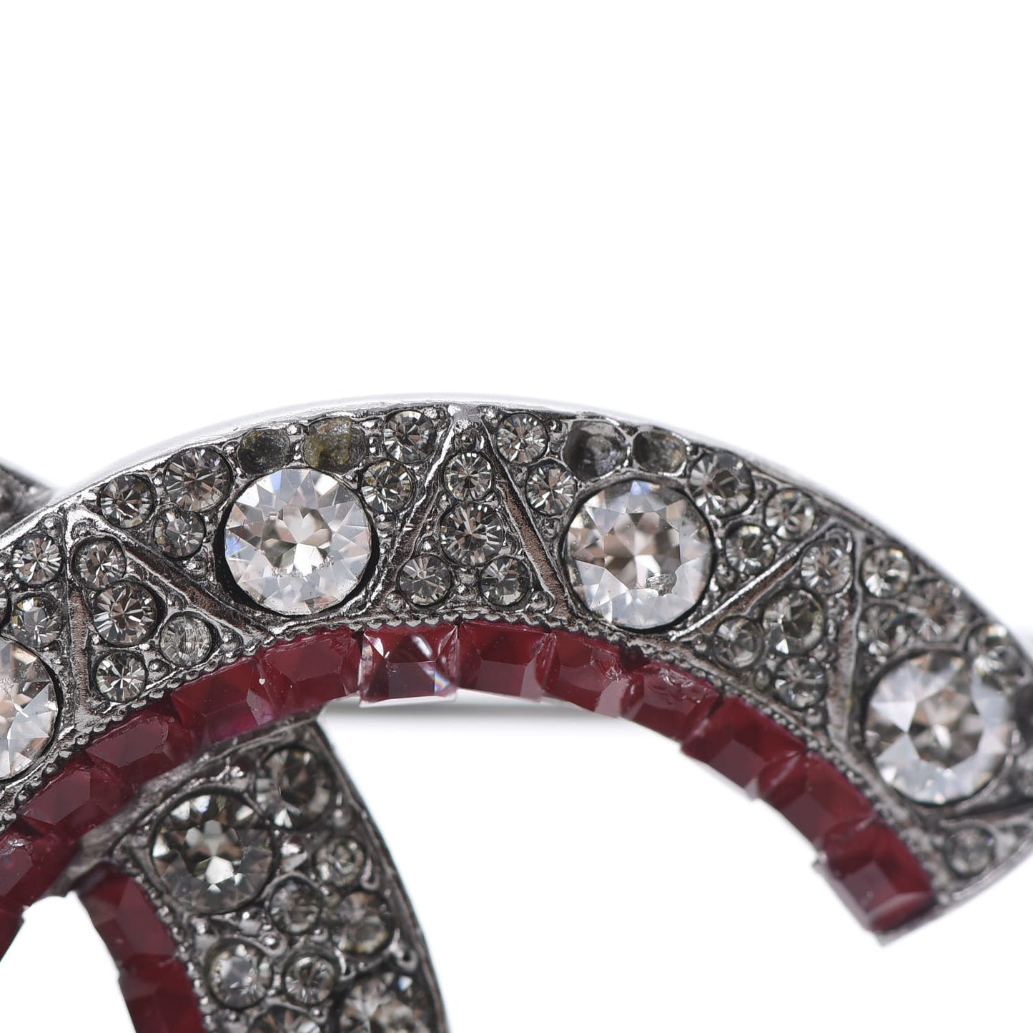 Ruthenium Crystal CC Brooch Red