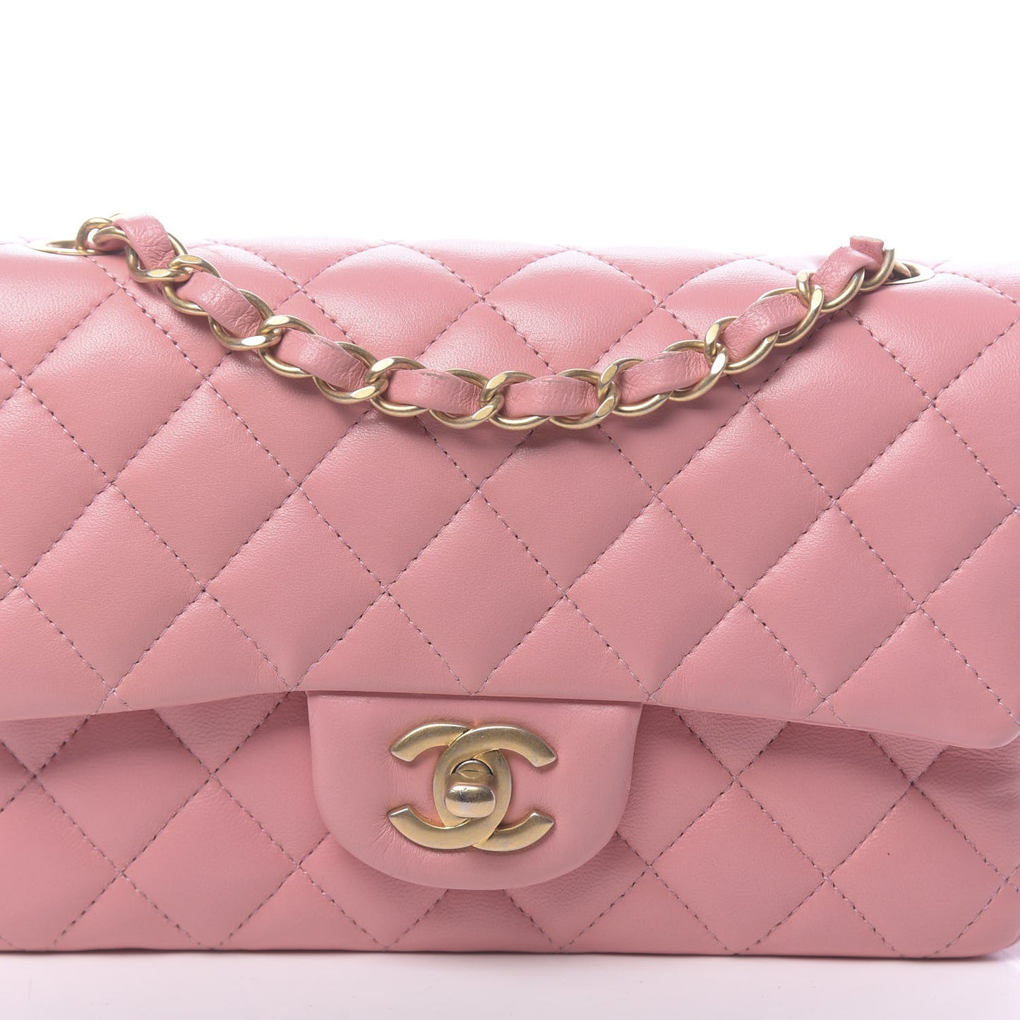 Lambskin Quilted Mini Rectangular Flap Pink
