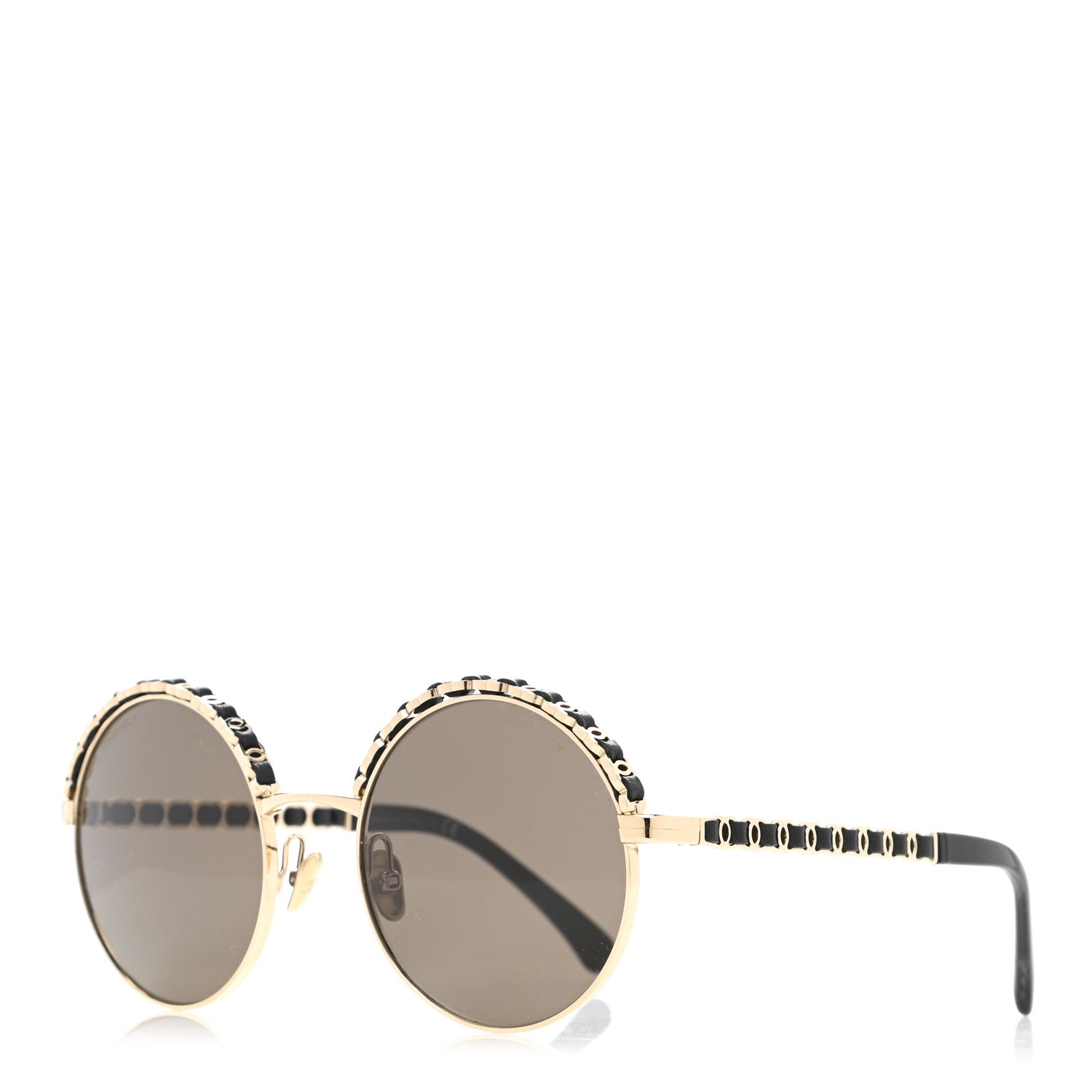 Chanel Metal Calfskin Round Chain Sunglasses 4265-Q Black 1 of 8