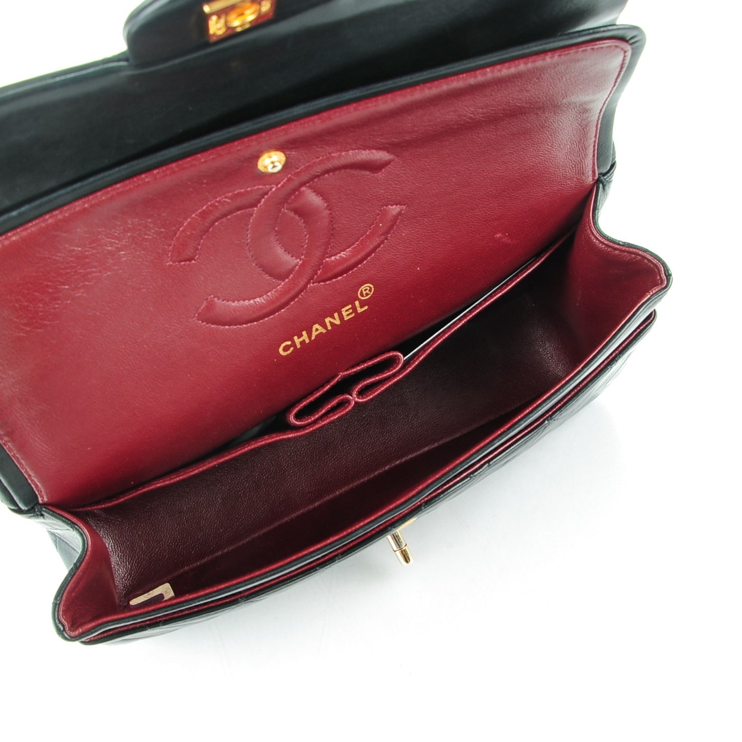 Lambskin Quilted Medium Double Flap Black