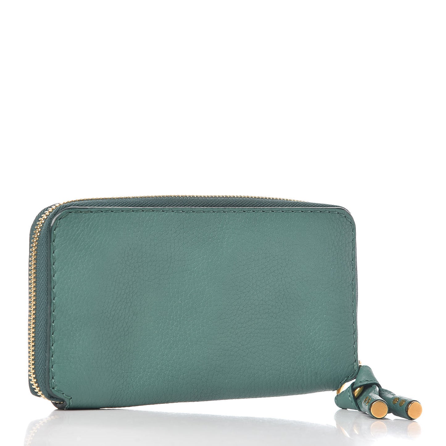 Grained Calfskin Marcie Long Zip Around Wallet Emerald