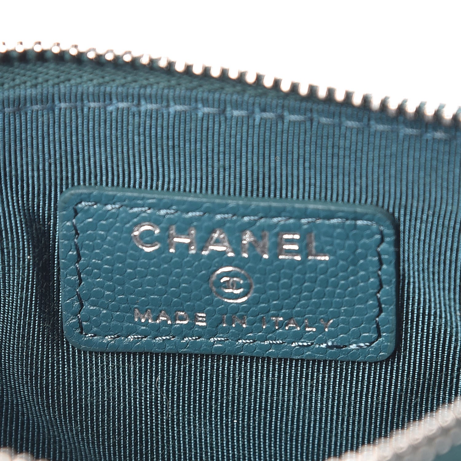 Chanel Caviar Quilted Small Cosmetic Case Dark Turquoise 6 of 8