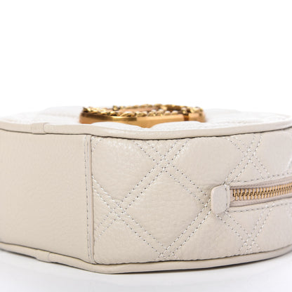 Marc Jacobs Grained Calfskin Quilted The Status Round Crossbody Oatmilk 7 of 11