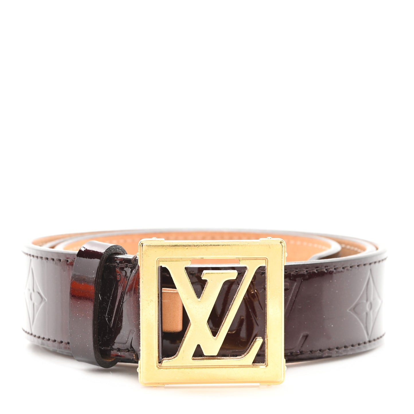 Vernis LV Frame Belt 85 34 Rouge Fauviste