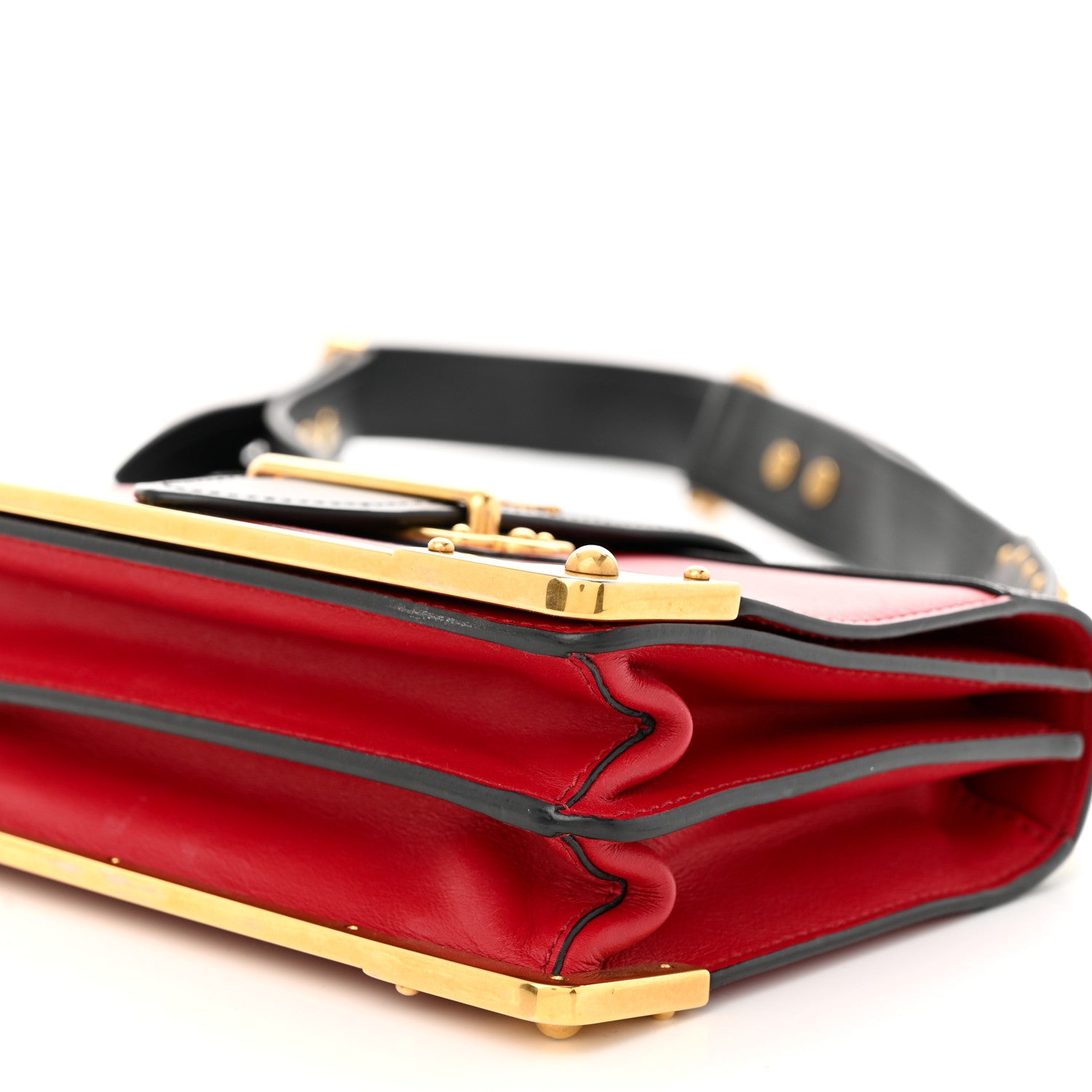 Prada City Calfskin Saffiano Cahier Bag Fuoco Black 9 of 9